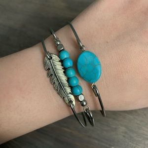 Set of 3 faux turquoise bracelets